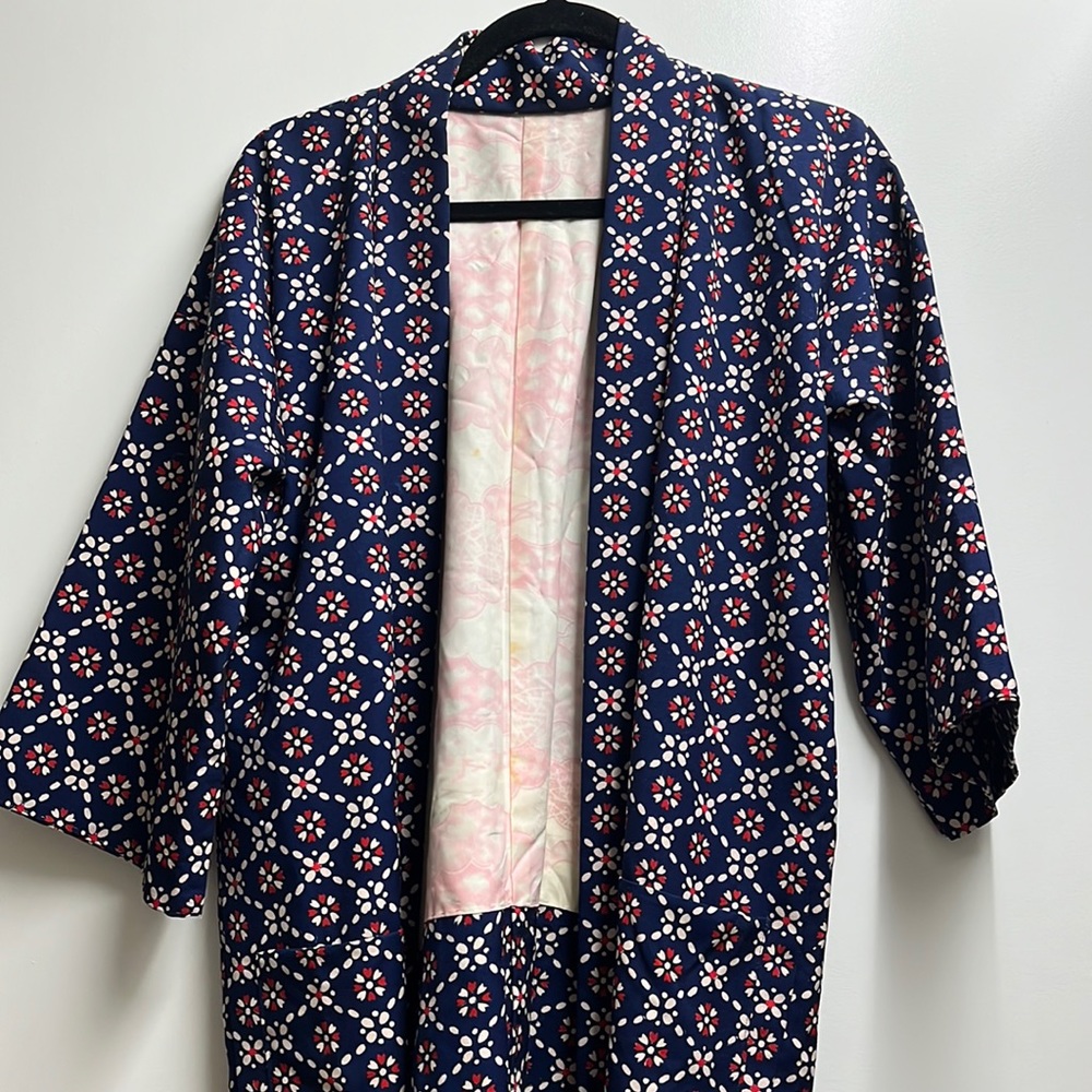 Kiriko Made Vintage Robe, Indigo Kasuri Dot